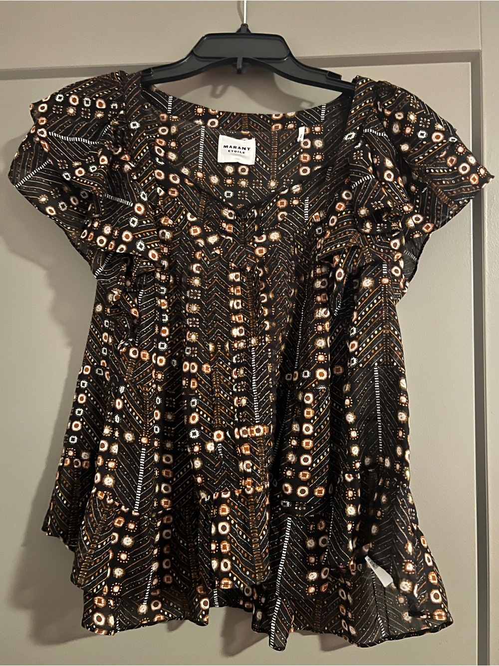 Madrana Print Flutter Sleeve Top